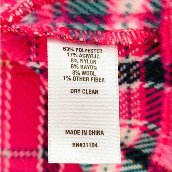 Crown & Ivy Shirt Jacket Wmn's Sz XXL Pink Plaid Flannel Boxy Button up Pockets - Picture 9 of 12